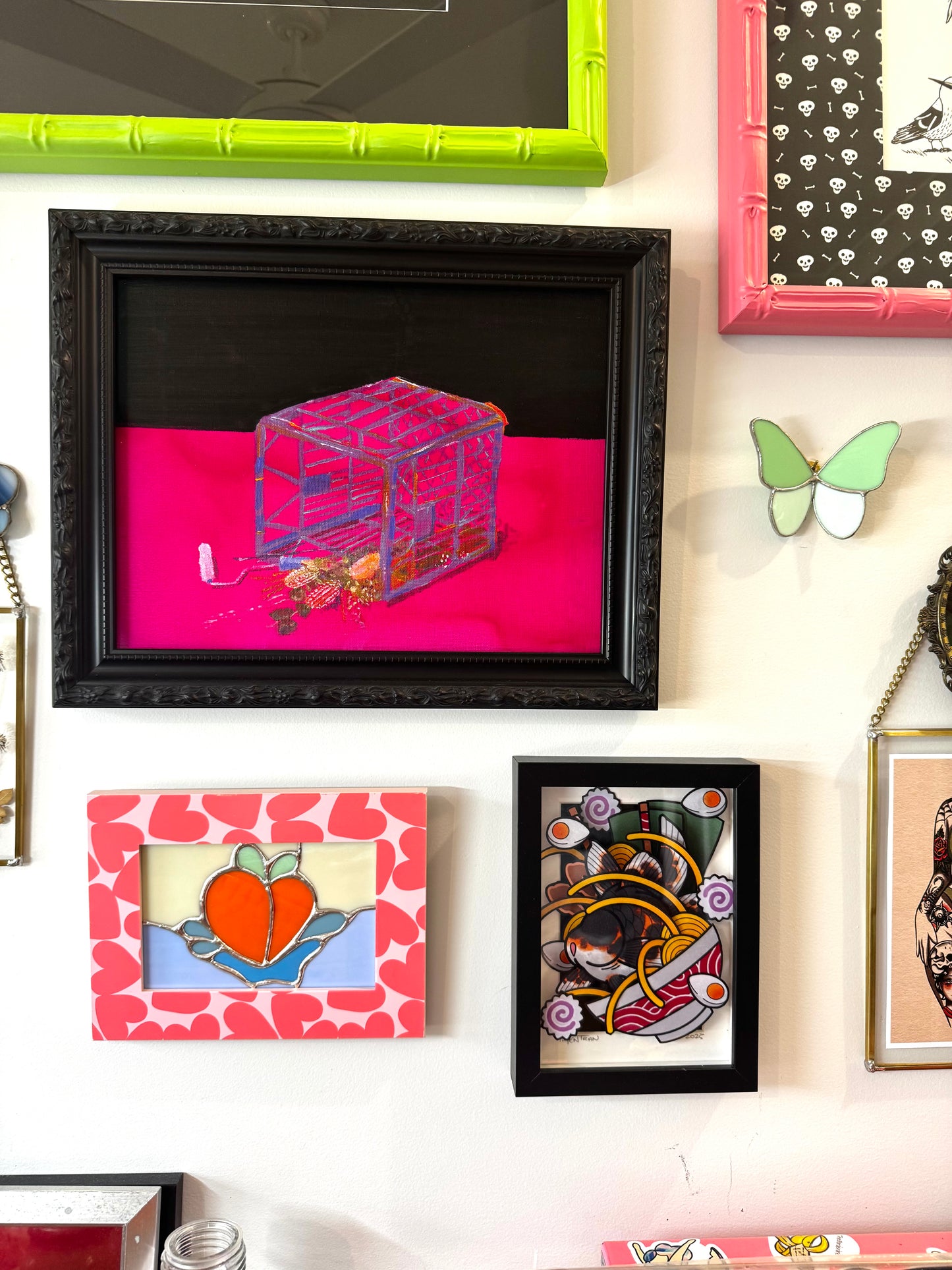 Valentines Peach Heart Splash- framed