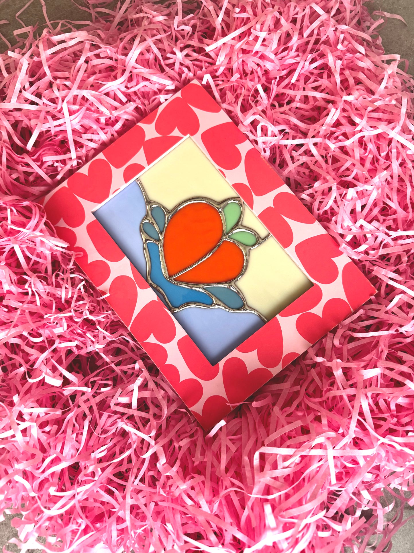 Valentines Peach Heart Splash- framed