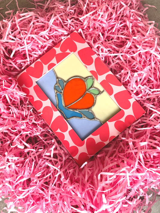 Valentines Peach Heart Splash- framed