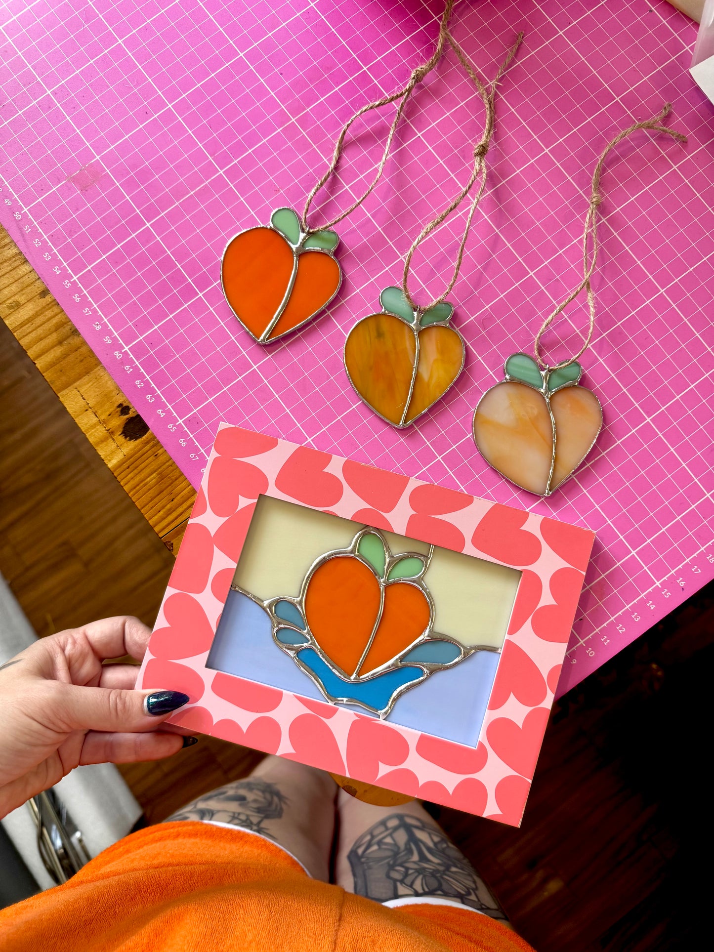 Valentines Peach Heart #3 Suncatcher