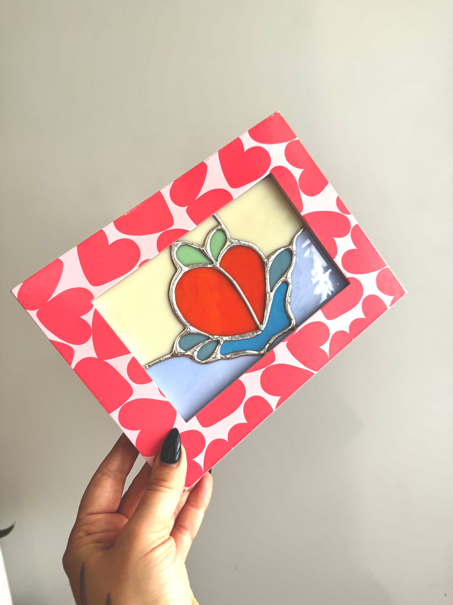 Valentines Peach Heart Splash- framed
