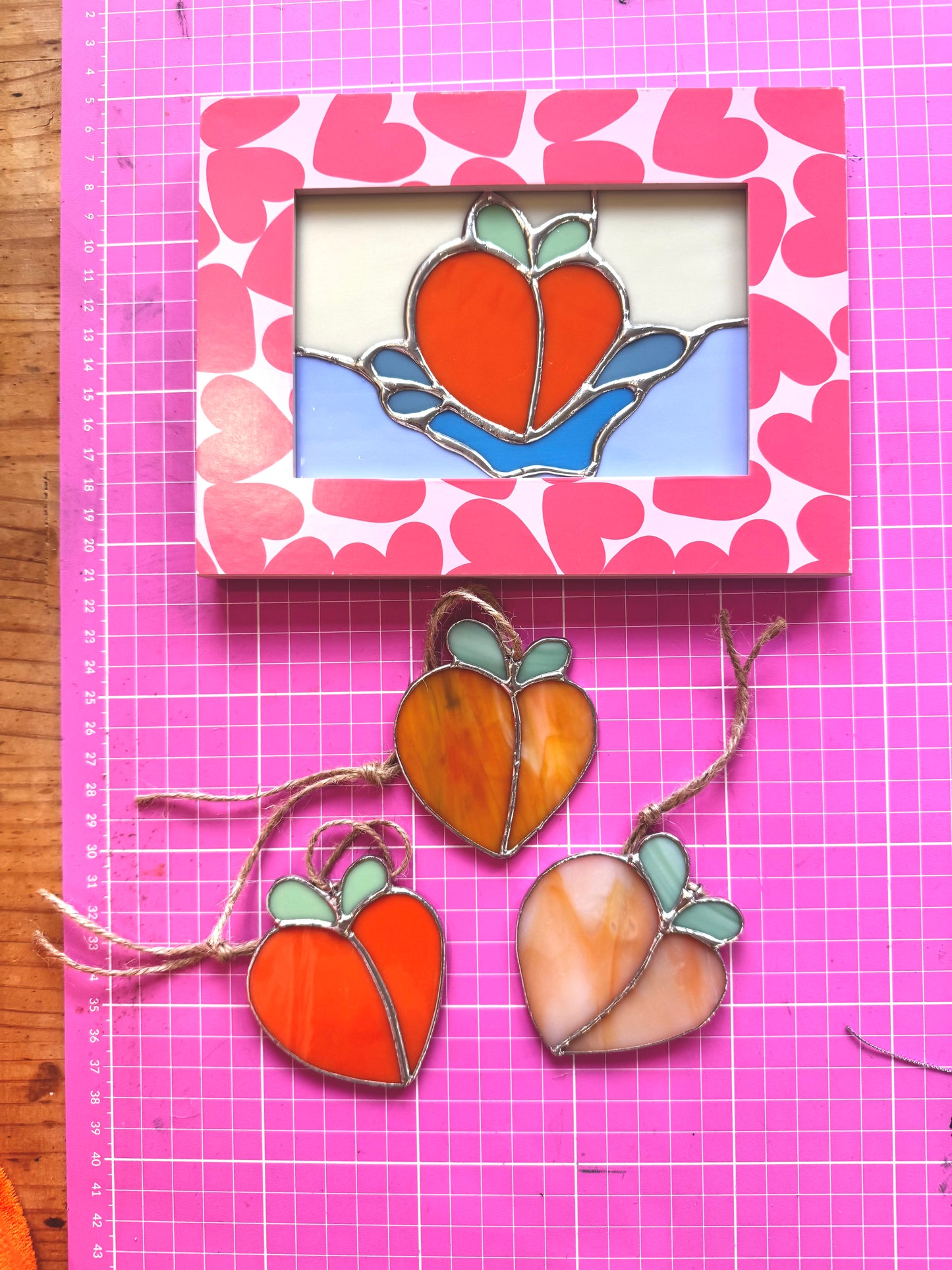 Valentines Peach Heart #1 Suncatcher