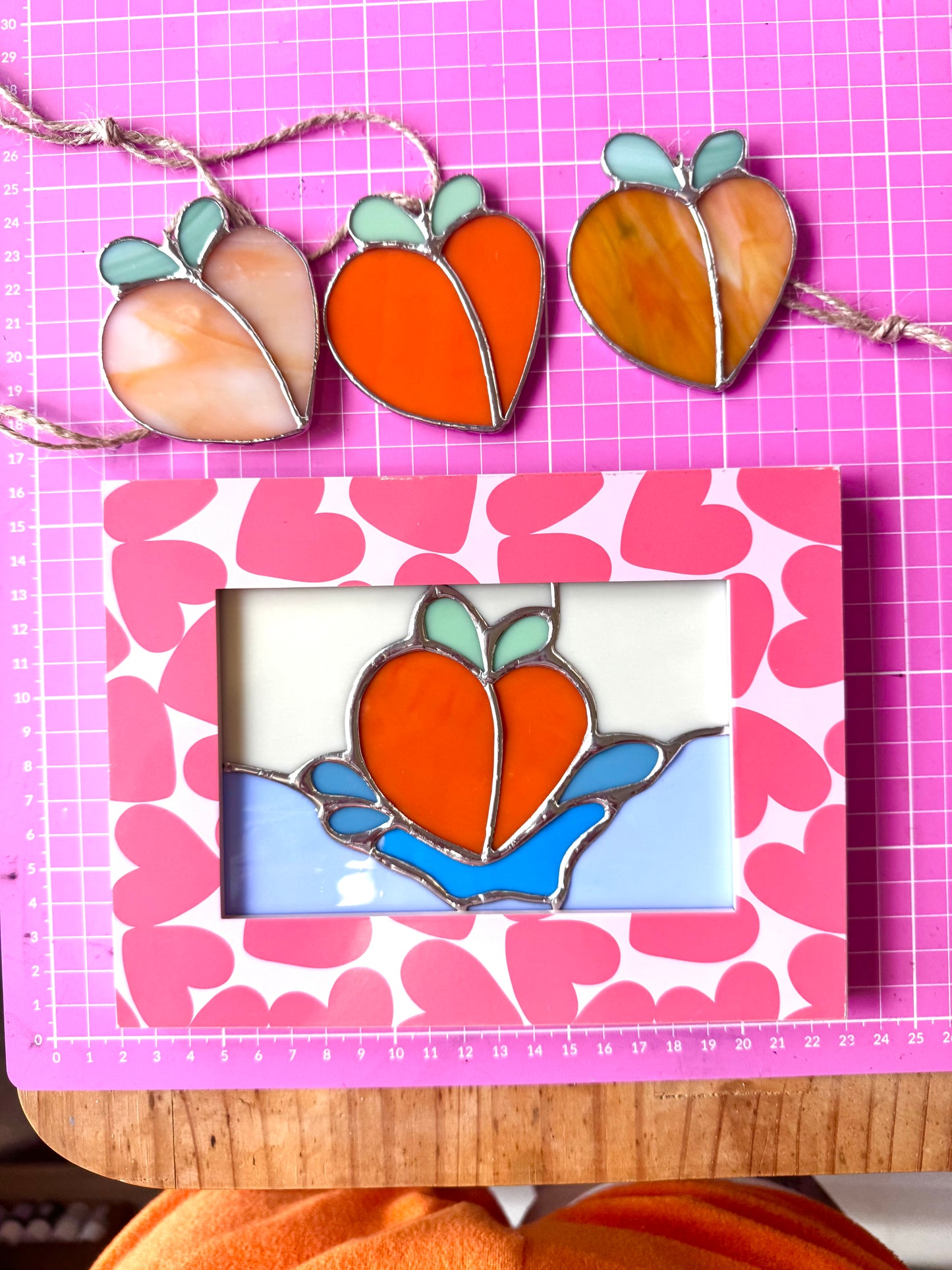 Valentines Peach Heart Splash- framed