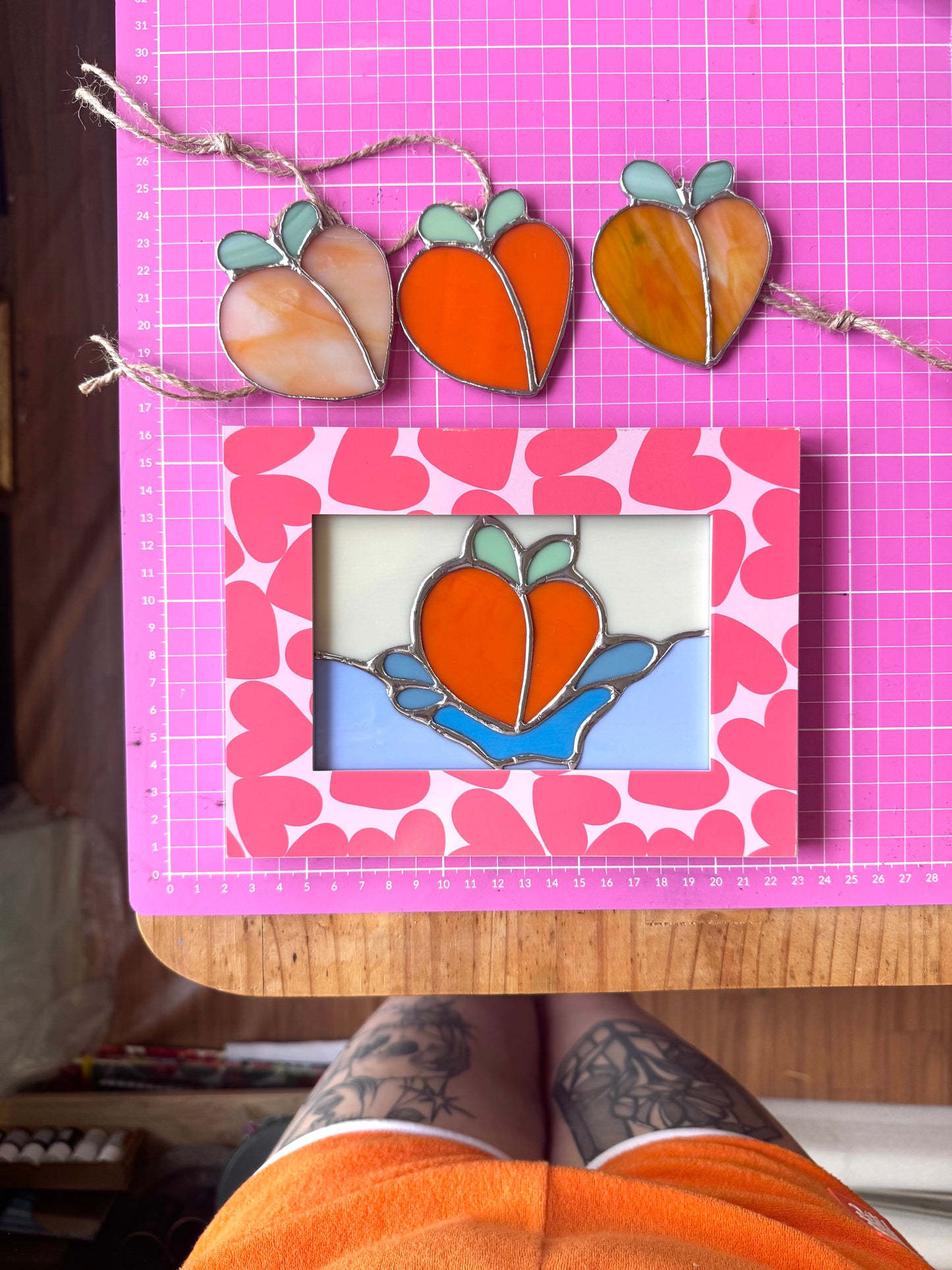 Valentines Peach Heart #3 Suncatcher